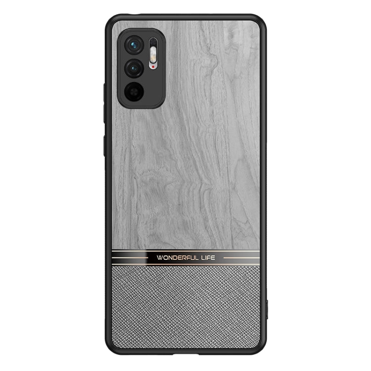 For Xiaomi Redmi Note 10 Shang Rui Wood Grain Skin PU + TPU Shockproof Case