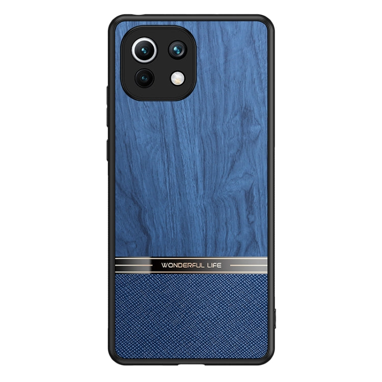 For Xiaomi Mi 11 Lite Shang Rui Wood Grain Skin PU + TPU Shockproof Case