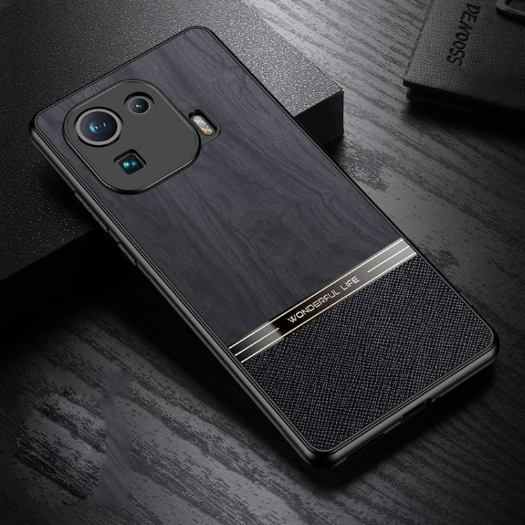 For Xiaomi Mi 11 Pro Shang Rui Wood Grain Skin PU + TPU Shockproof Case
