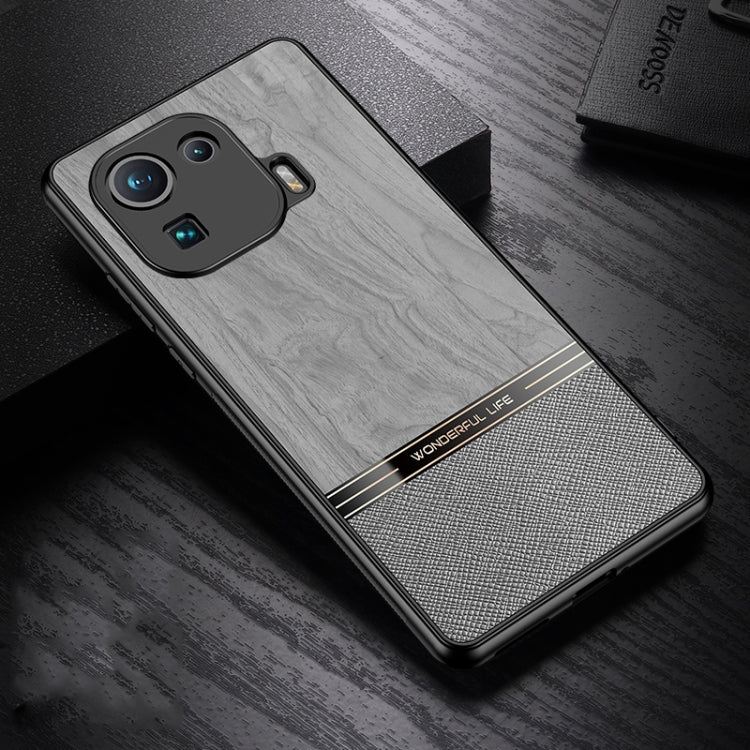 For Xiaomi Mi 11 Pro Shang Rui Wood Grain Skin PU + TPU Shockproof Case