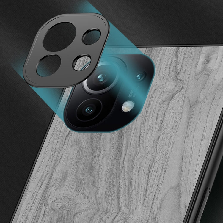 For Xiaomi Mi 11 Pro Shang Rui Wood Grain Skin PU + TPU Shockproof Case