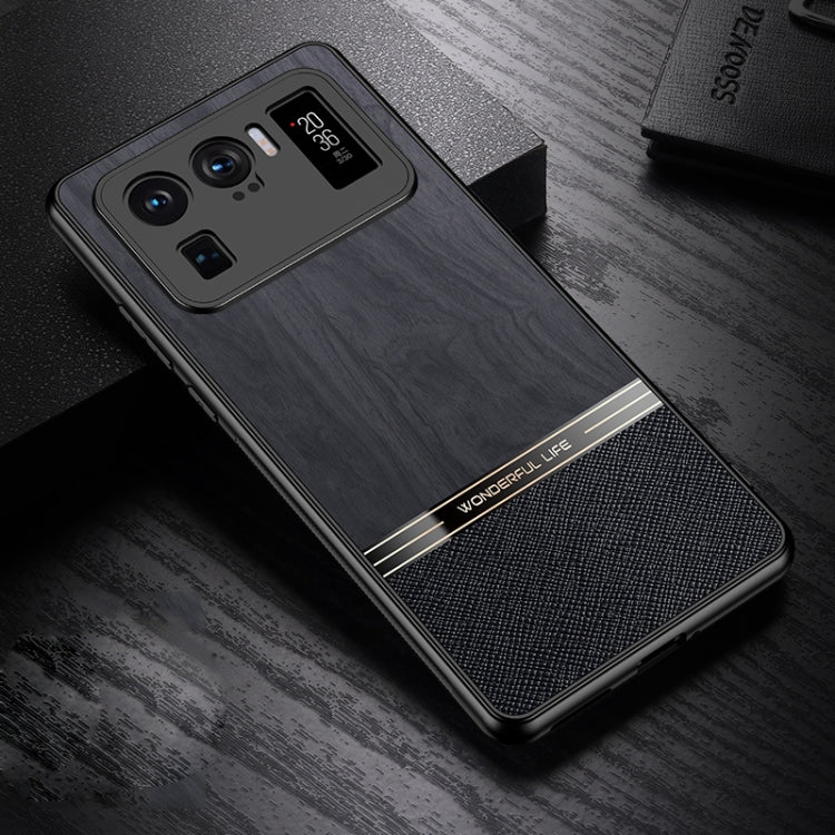 For Xiaomi Mi 11 Ultra Shang Rui Wood Grain Skin PU + TPU Shockproof Case