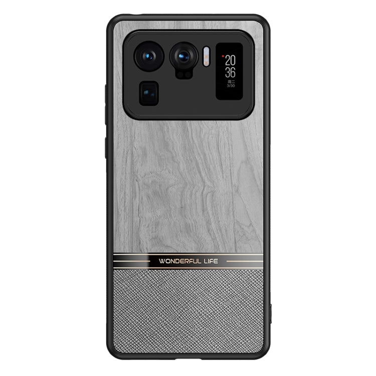For Xiaomi Mi 11 Ultra Shang Rui Wood Grain Skin PU + TPU Shockproof Case