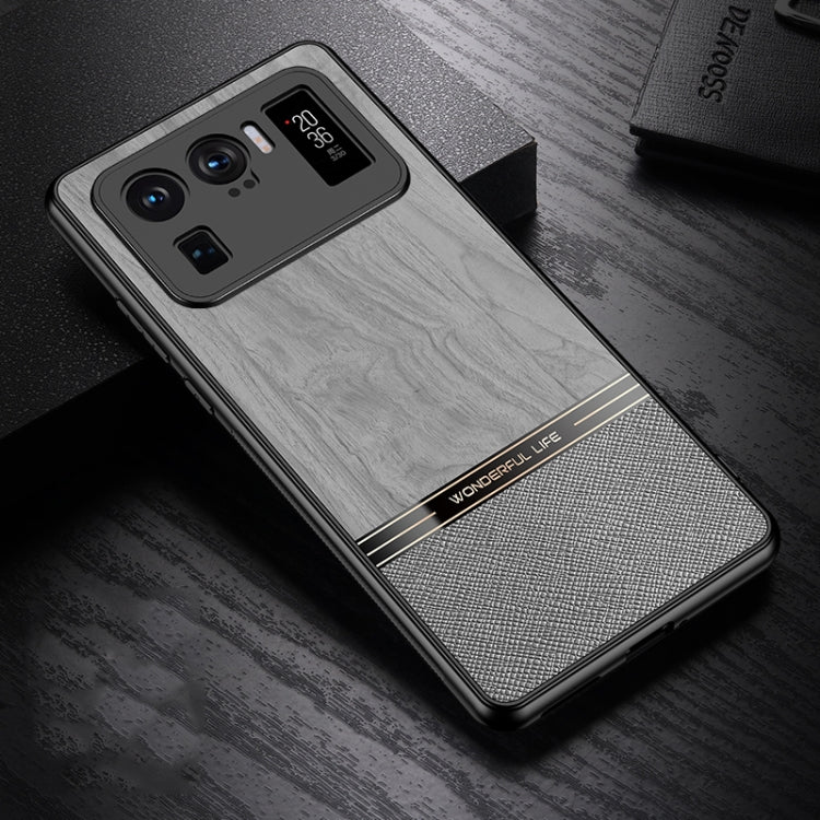 For Xiaomi Mi 11 Ultra Shang Rui Wood Grain Skin PU + TPU Shockproof Case