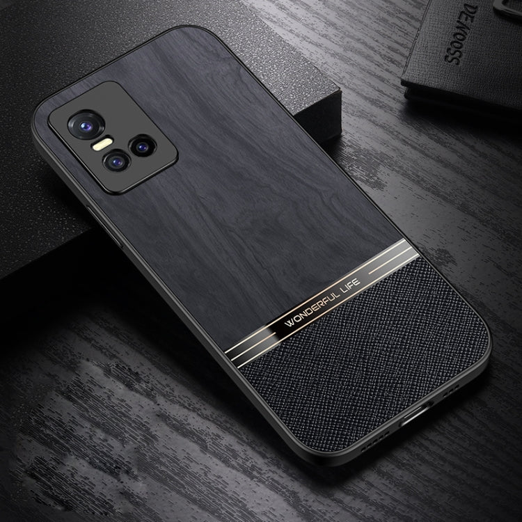 For vivo S10 Shang Rui Wood Grain Skin PU + TPU Shockproof Case