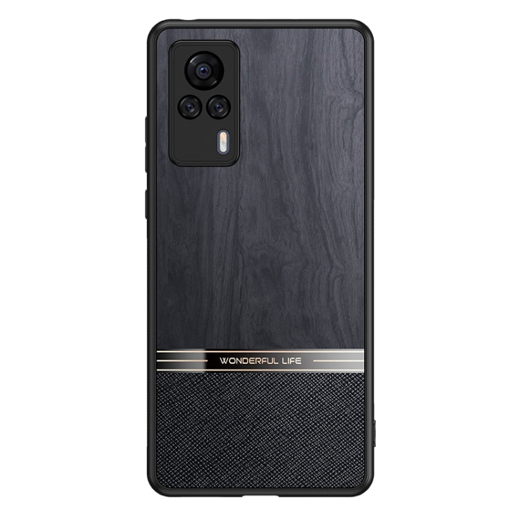For vivo S9e Shang Rui Wood Grain Skin PU + TPU Shockproof Case
