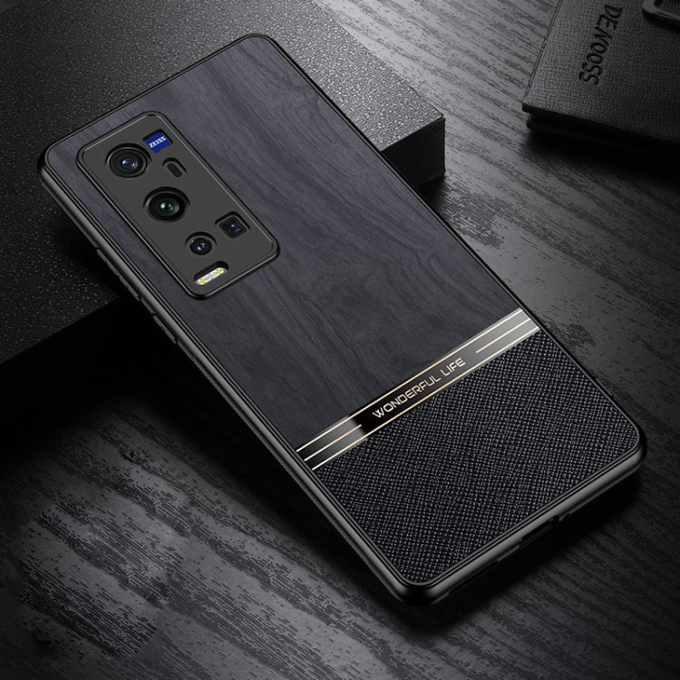 For vivo X60 Pro+ 5G Shang Rui Wood Grain Skin PU + TPU Shockproof Case