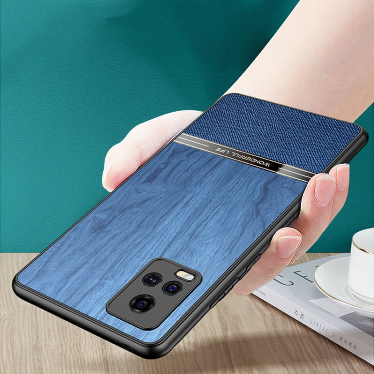For vivo X50 Pro Shang Rui Wood Grain Skin PU + TPU Shockproof Case