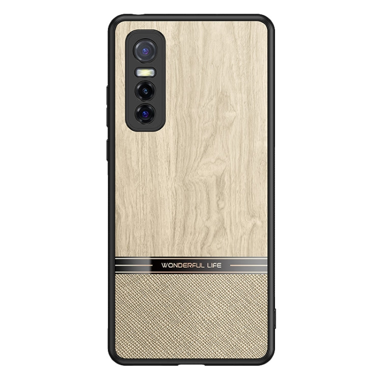 For vivo Y73s Shang Rui Wood Grain Skin PU + TPU Shockproof Case