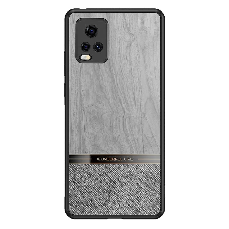For vivo S7 5G Shang Rui Wood Grain Skin PU + TPU Shockproof Case