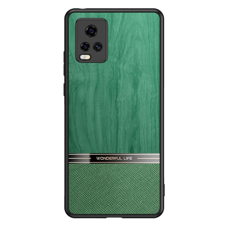 For vivo S7 5G Shang Rui Wood Grain Skin PU + TPU Shockproof Case