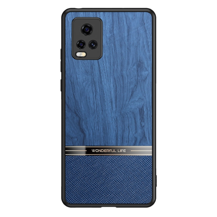 For vivo S7 5G Shang Rui Wood Grain Skin PU + TPU Shockproof Case