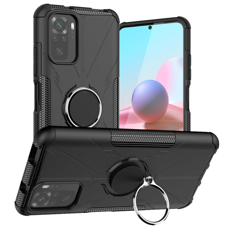 For Xiaomi Redmi Note 10 Armor Bear Shockproof PC + TPU Protective Case with Ring Holder
