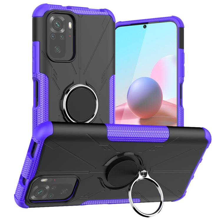 For Xiaomi Redmi Note 10 Armor Bear Shockproof PC + TPU Protective Case with Ring Holder