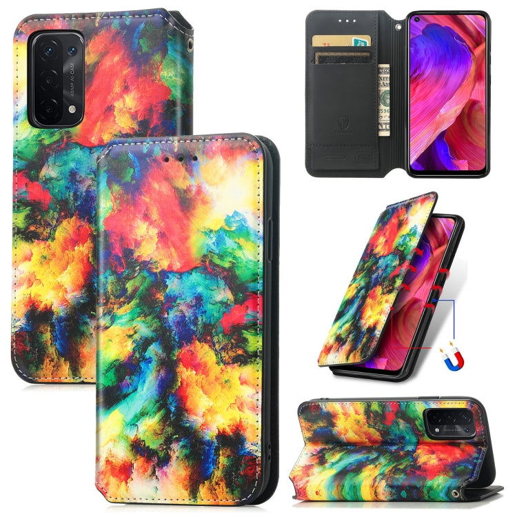 For OPPO A54 5G Colorful Magnetic Horizontal Flip PU Leather Case with Holder & Card Slot & Wallet