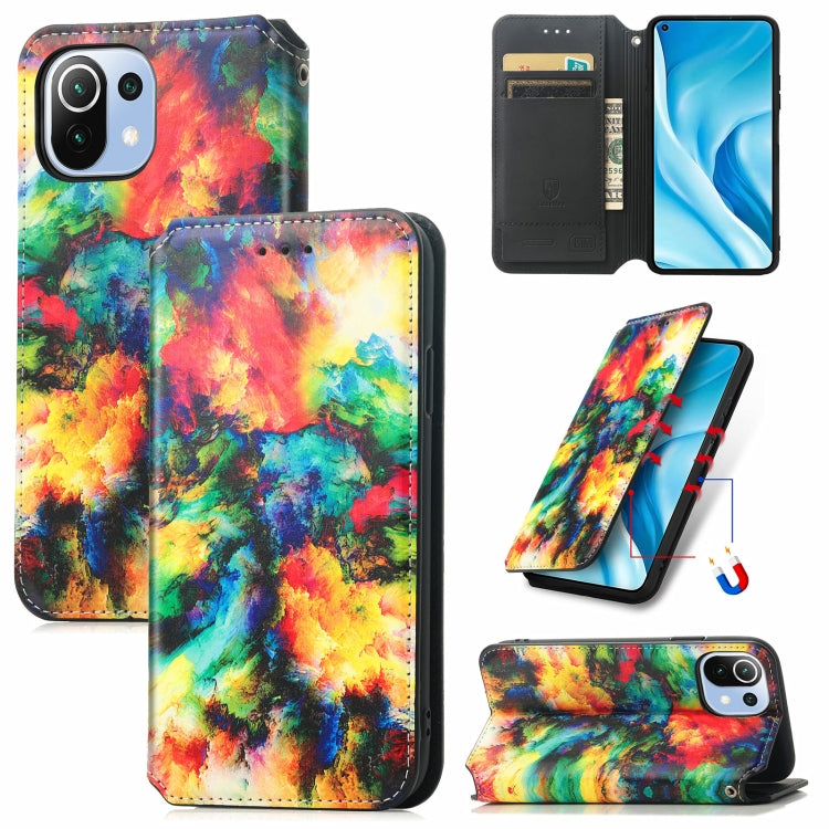 For Xiaomi Mi 11 Lite Colorful Magnetic Horizontal Flip PU Leather Case with Holder & Card Slot & Wallet