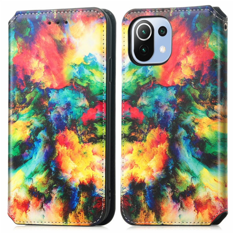 For Xiaomi Mi 11 Lite Colorful Magnetic Horizontal Flip PU Leather Case with Holder & Card Slot & Wallet