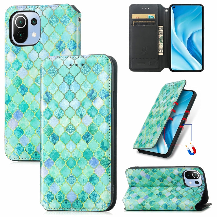 For Xiaomi Mi 11 Lite Colorful Magnetic Horizontal Flip PU Leather Case with Holder & Card Slot & Wallet