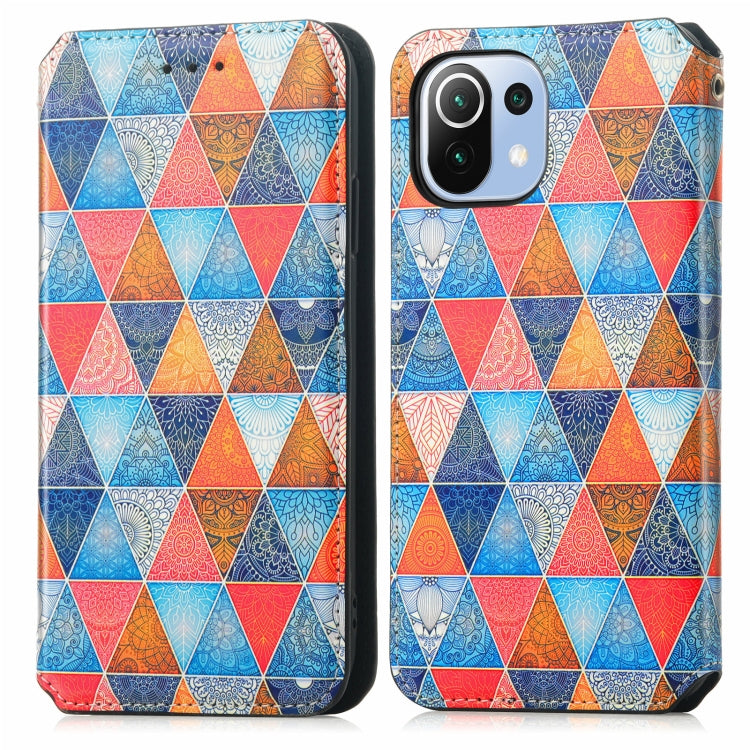 For Xiaomi Mi 11 Lite Colorful Magnetic Horizontal Flip PU Leather Case with Holder & Card Slot & Wallet