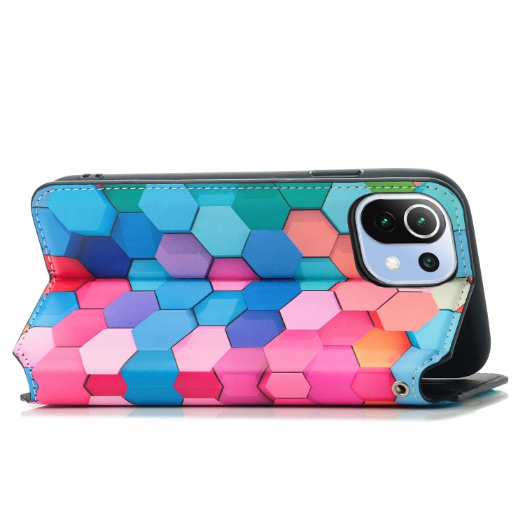 For Xiaomi Mi 11 Lite Colorful Magnetic Horizontal Flip PU Leather Case with Holder & Card Slot & Wallet