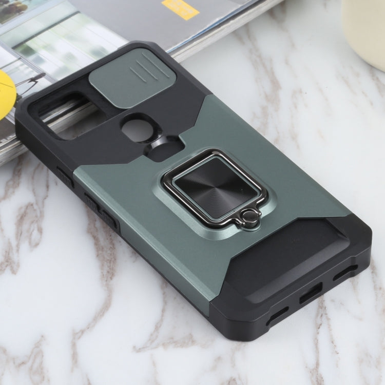 For Google Pixel 5a 5G Sliding Camera Cover Design PC + TPU Shockproof Case with Ring Holder & Card Slot