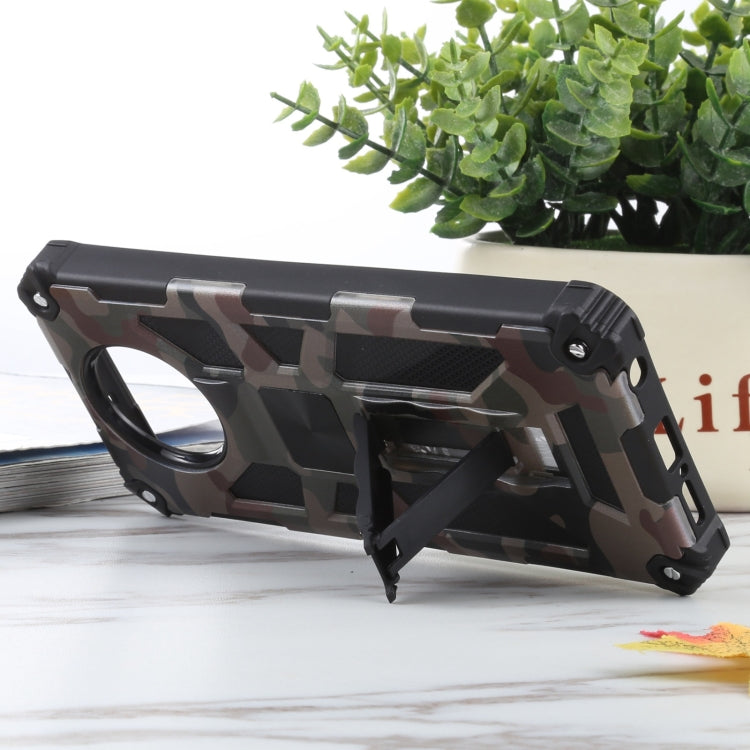 For Xiaomi Poco X3 NFC Camouflage Armor Shockproof TPU + PC Magnetic Protective Case with Holder