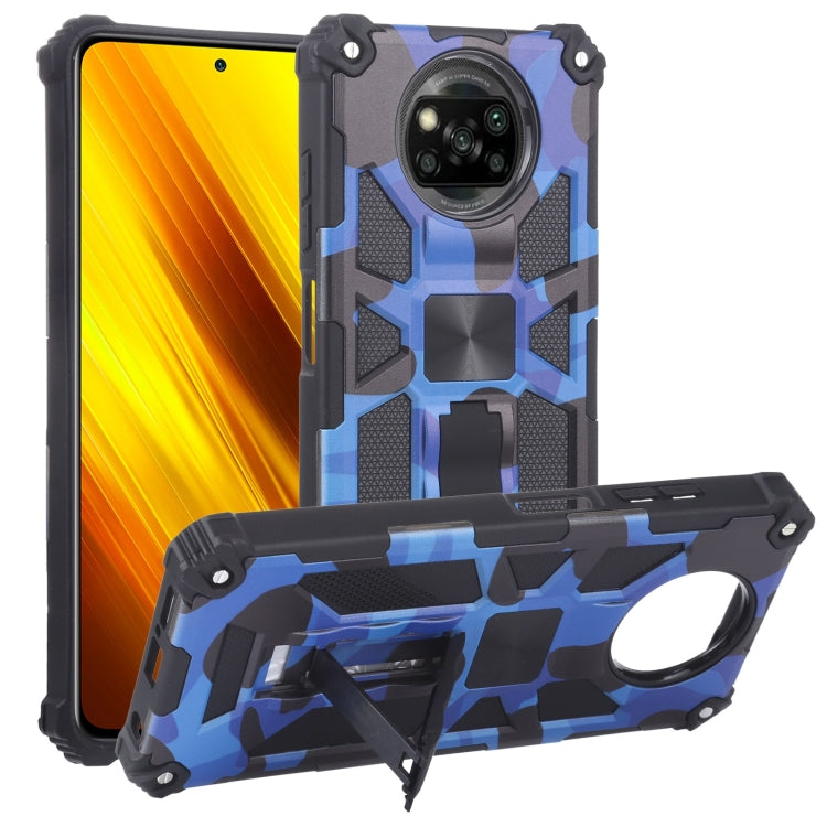 For Xiaomi Poco X3 NFC Camouflage Armor Shockproof TPU + PC Magnetic Protective Case with Holder