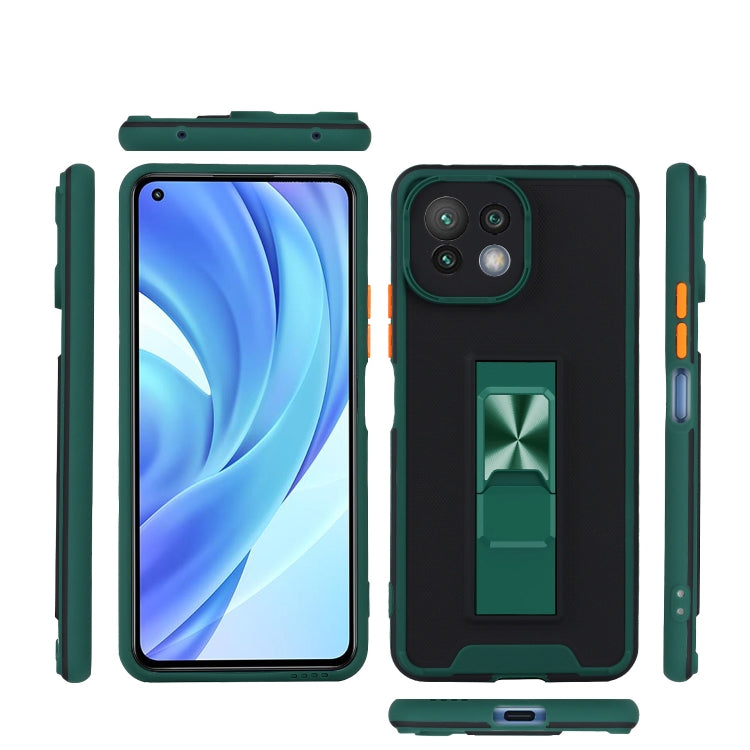 For Xiaomi Mi 11 Lite Dual-color Skin Feel TPU + PC Magnetic Shockproof Case with Invisible Holder