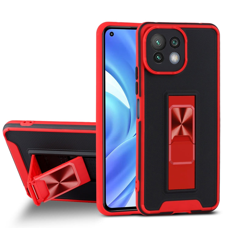 For Xiaomi Mi 11 Lite Dual-color Skin Feel TPU + PC Magnetic Shockproof Case with Invisible Holder