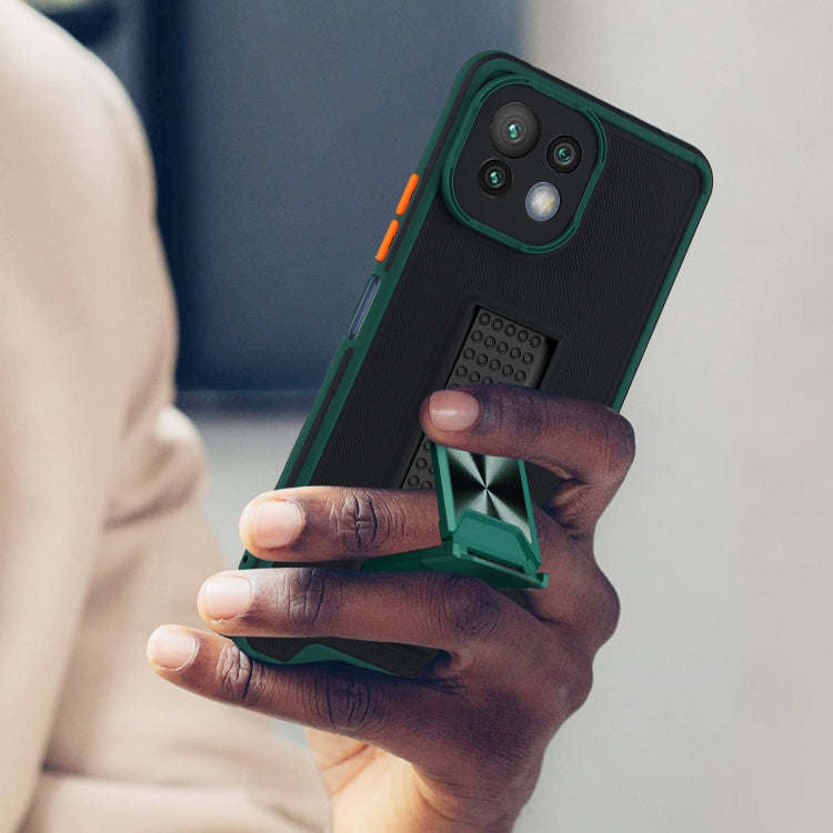 For Xiaomi Mi 11 Lite Dual-color Skin Feel TPU + PC Magnetic Shockproof Case with Invisible Holder