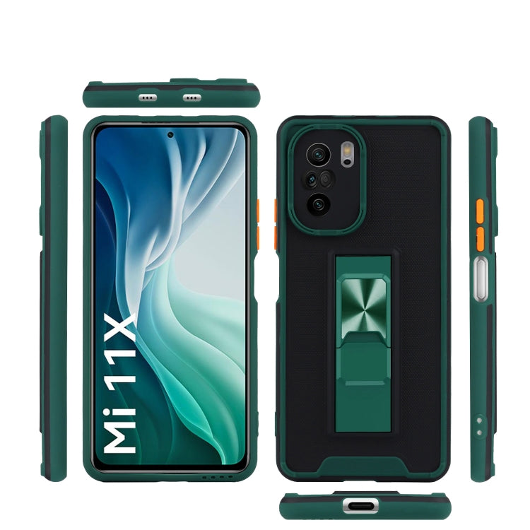 For Xiaomi Mi 11X Dual-color Skin Feel TPU + PC Magnetic Shockproof Case with Invisible Holder