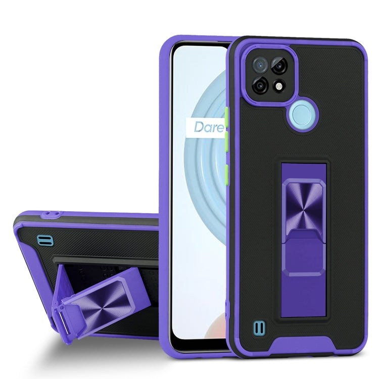 For OPPO Realme C21 Dual-color Skin Feel TPU + PC Magnetic Shockproof Case with Invisible Holder
