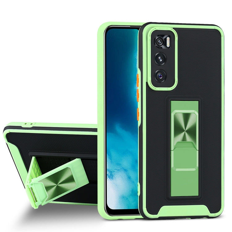 For vivo V20 SE Dual-color Skin Feel TPU + PC Magnetic Shockproof Case with Invisible Holder