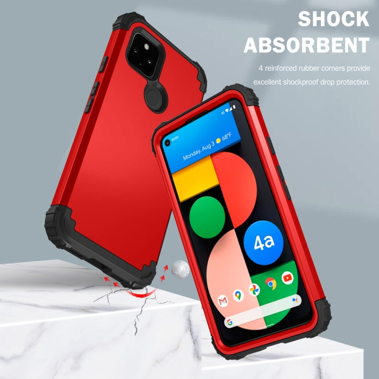 For Google Pixel 4a 5G 3 in 1 Shockproof PC + Silicone Protective Case
