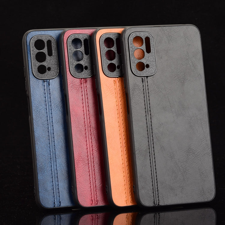 For Xiaomi Redmi Note 10T 5G / Note 10 5G Shockproof Sewing Cow Pattern Skin PC + PU + TPU Case