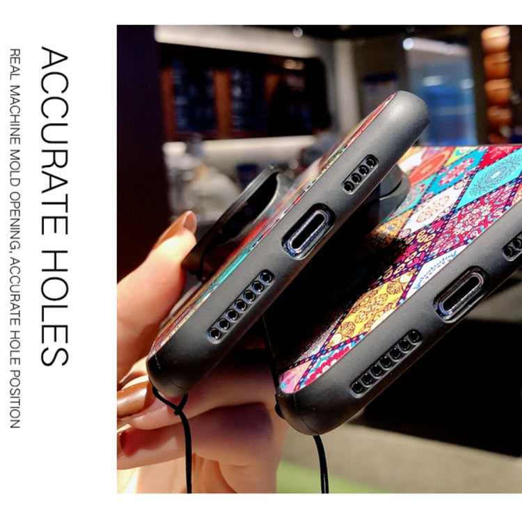 For Xiaomi Mi Mix 4 Painted Ethnic Pattern Tempered Glass TPU Shockproof Case with Folding Magnetic Holder & Neck Strap