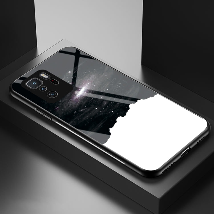 For Xiaomi Redmi Note 10 Pro 5G Starry Sky Painted Tempered Glass TPU Shockproof Protective Case
