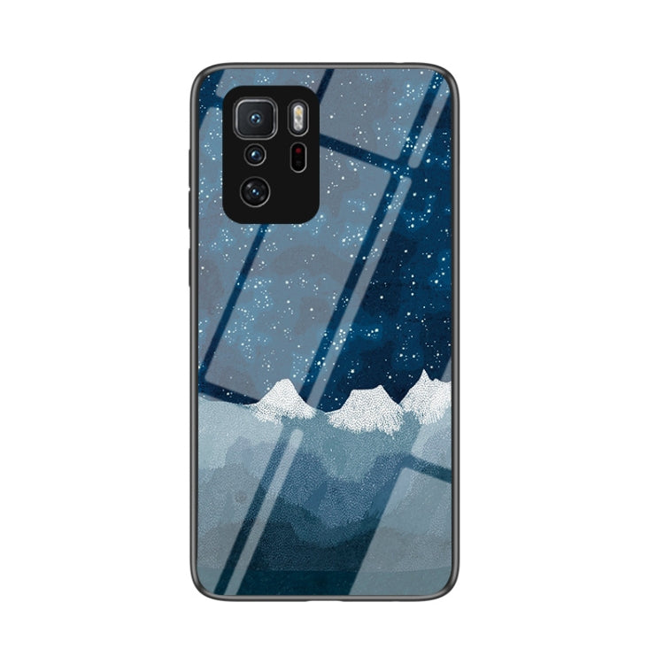 For Xiaomi Redmi Note 10 Pro 5G Starry Sky Painted Tempered Glass TPU Shockproof Protective Case