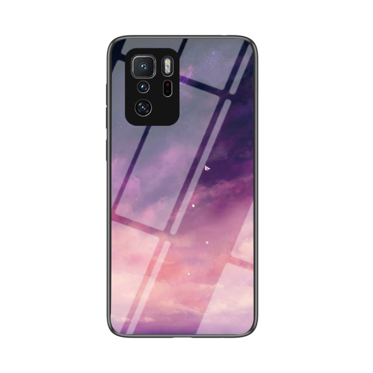 For Xiaomi Redmi Note 10 Pro 5G Starry Sky Painted Tempered Glass TPU Shockproof Protective Case