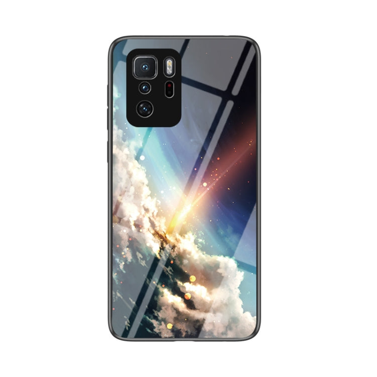 For Xiaomi Redmi Note 10 Pro 5G Starry Sky Painted Tempered Glass TPU Shockproof Protective Case