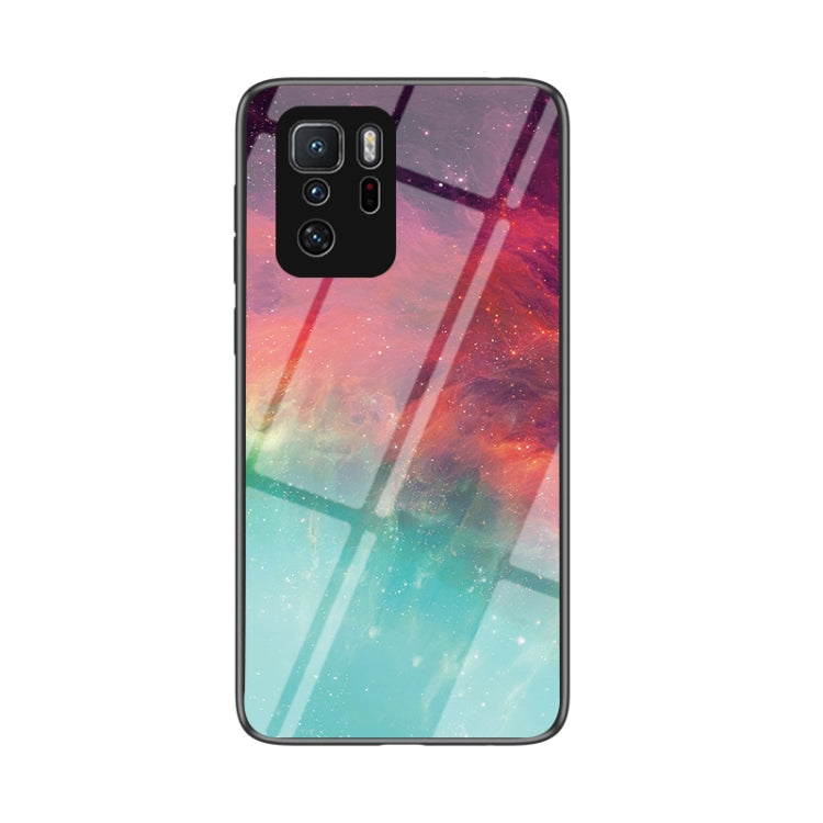 For Xiaomi Redmi Note 10 Pro 5G Starry Sky Painted Tempered Glass TPU Shockproof Protective Case