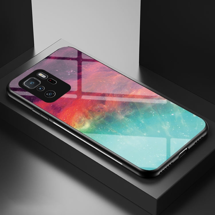 For Xiaomi Poco X3 GT Starry Sky Painted Tempered Glass TPU Shockproof Protective Case