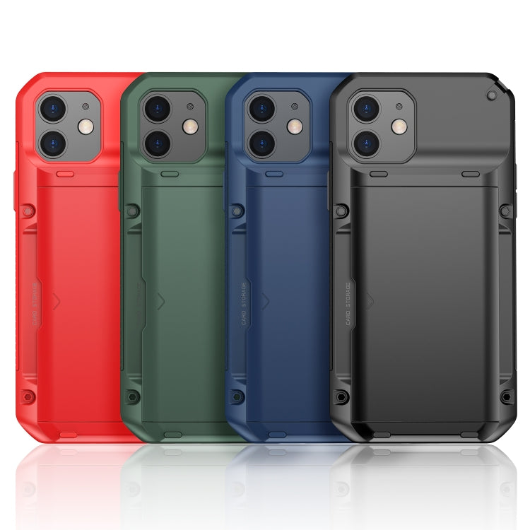 For iPhone 13 mini Shockproof Heavy Duty Armor Protective Case with Slide Multi-Card Slot