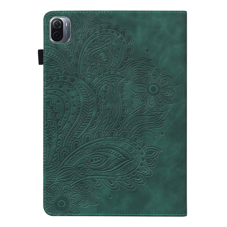 For Xiaomi Pad 5 Pro / Pad 5 Peacock Embossed Pattern TPU + PU Horizontal Flip Leather Case with Holder & Card Slots & Wallet & Sleep / Wake-up Function