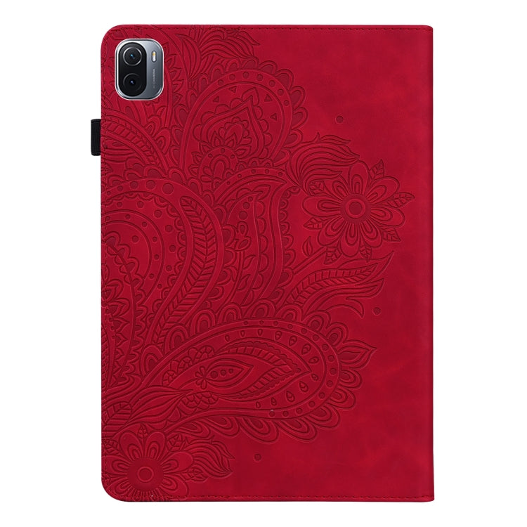 For Xiaomi Pad 5 Pro / Pad 5 Peacock Embossed Pattern TPU + PU Horizontal Flip Leather Case with Holder & Card Slots & Wallet & Sleep / Wake-up Function