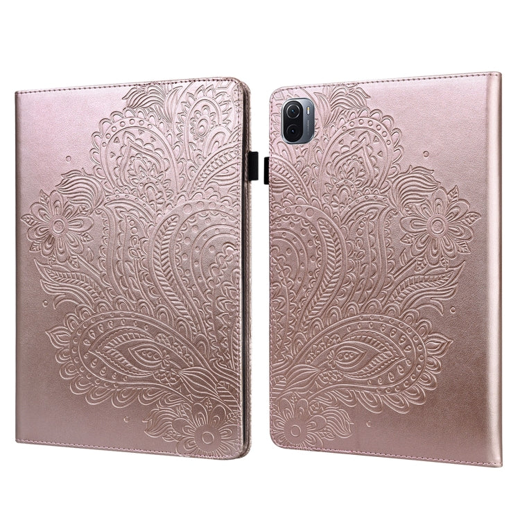 For Xiaomi Pad 5 Pro / Pad 5 Peacock Embossed Pattern TPU + PU Horizontal Flip Leather Case with Holder & Card Slots & Wallet & Sleep / Wake-up Function