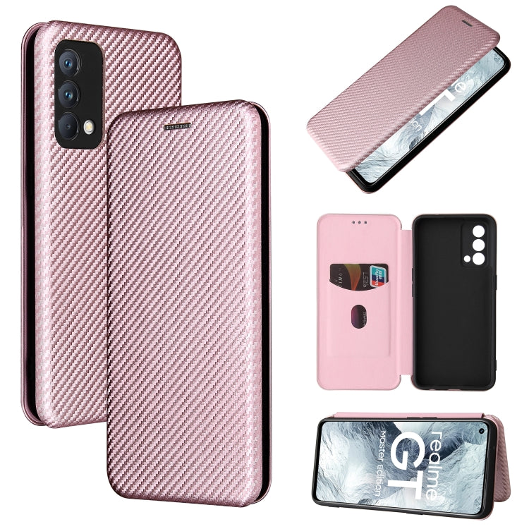 Carbon Fiber Texture Horizontal Flip TPU + PC + PU Leather Case with Card Slot For OPPO Realme GT Master