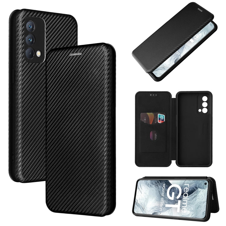 Carbon Fiber Texture Horizontal Flip TPU + PC + PU Leather Case with Card Slot For OPPO Realme GT Master