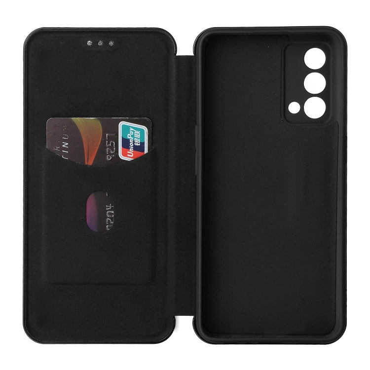 Carbon Fiber Texture Horizontal Flip TPU + PC + PU Leather Case with Card Slot For OPPO Realme GT Master