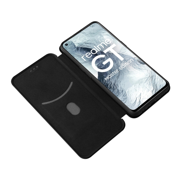 Carbon Fiber Texture Horizontal Flip TPU + PC + PU Leather Case with Card Slot For OPPO Realme GT Master
